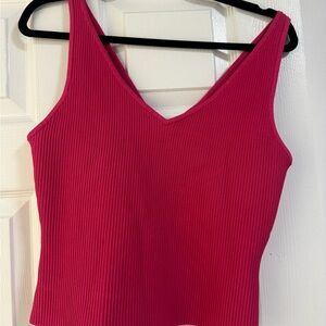 Aritzia Hot Pink Contour Ribbed Tank Top